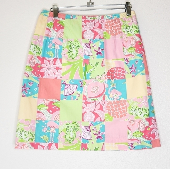Vintage Lilly Pulitzer White Label Patchwork Skirt 6 - Picture 1 of 6